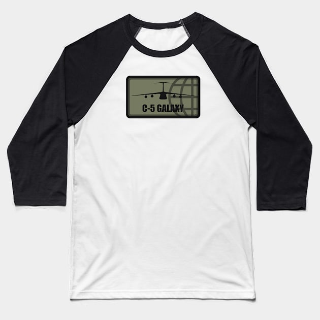 C-5 Galaxy Patch (subdued) Baseball T-Shirt by TCP
